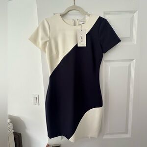 LIKELY NEW- white and navy body con